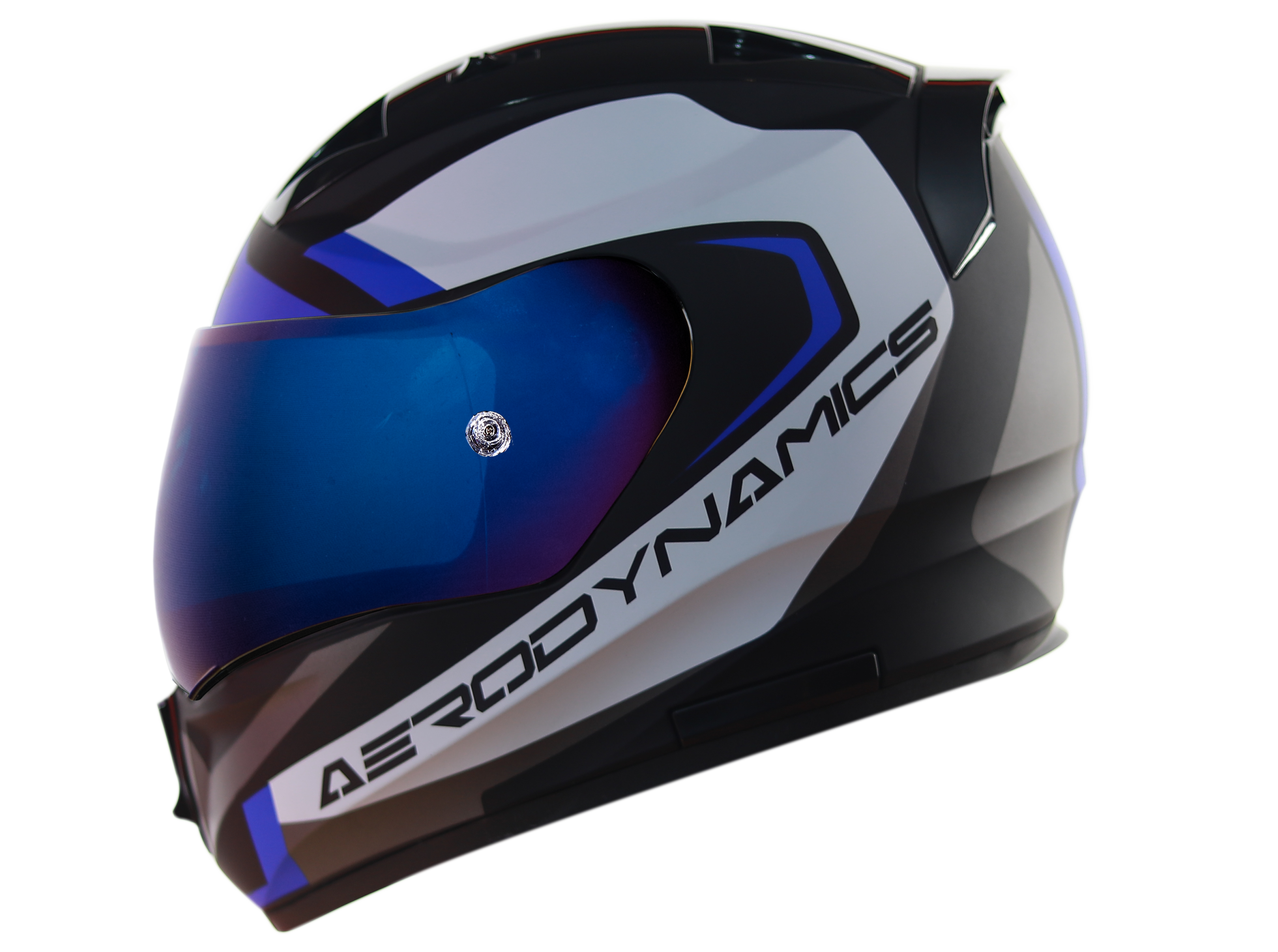SA-1 Aerodynamics Mat Black/Blue With Anti-Fog Shield Blue Chrome Visor (Fitted With Clear Visor Extra Blue Chrome Visor Free)